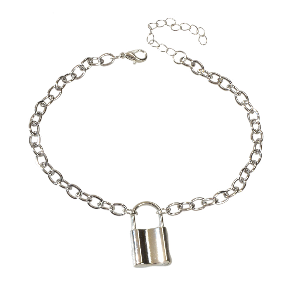 Foot Beach Jewellery 1pc Punk Silver Lock Charm Barefoot Sandals Ankle Bracelet-3
