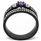 DA001 - IP Black(Ion Plating) Stainless Steel Ring with AAA Grade CZ  in Amethyst-2