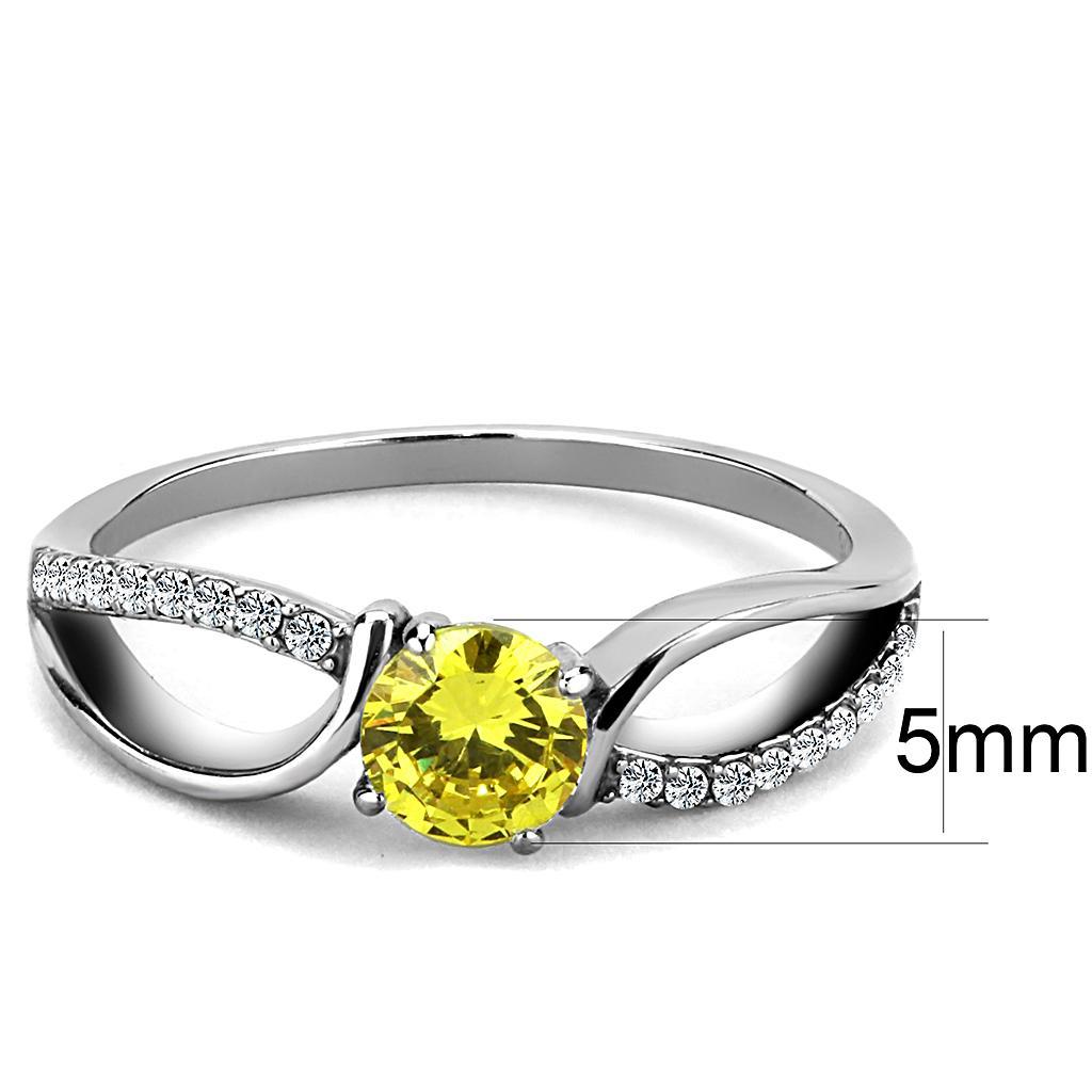 DA005 - High polished (no plating) Stainless Steel Ring with AAA Grade CZ  in Topaz-1
