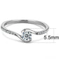 DA007 - High polished (no plating) Stainless Steel Ring with AAA Grade CZ  in Clear-1