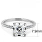 DA008 - High polished (no plating) Stainless Steel Ring with Cubic  in Clear-1