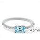 DA011 - High polished (no plating) Stainless Steel Ring with AAA Grade CZ  in Sea Blue-1
