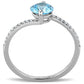 DA014 - High polished (no plating) Stainless Steel Ring with AAA Grade CZ  in Sea Blue-2