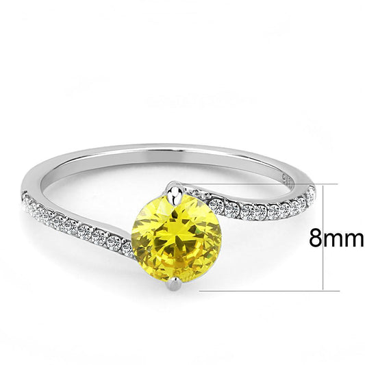 DA015 - High polished (no plating) Stainless Steel Ring with AAA Grade CZ  in Topaz-1