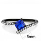 DA016 - IP Black(Ion Plating) Stainless Steel Ring with Synthetic Spinel in London Blue-1