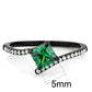 DA017 - IP Black(Ion Plating) Stainless Steel Ring with AAA Grade CZ  in Emerald-1