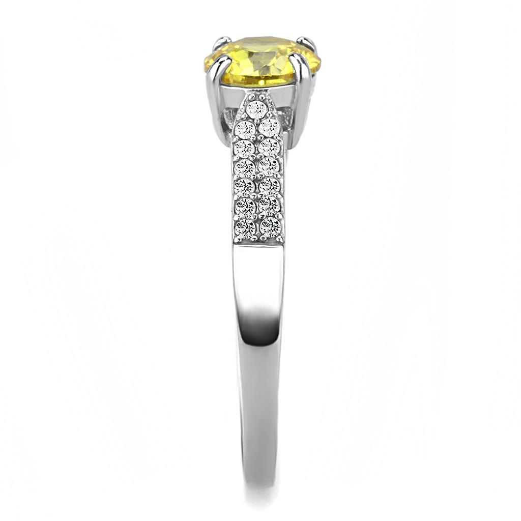 DA021 - High polished (no plating) Stainless Steel Ring with AAA Grade CZ  in Topaz-3