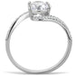 DA023 - High polished (no plating) Stainless Steel Ring with AAA Grade CZ  in Clear-2