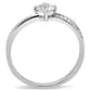 DA025 - High polished (no plating) Stainless Steel Ring with AAA Grade CZ  in Clear-2