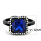 DA027 - IP Black(Ion Plating) Stainless Steel Ring with Synthetic Spinel in London Blue-1