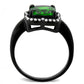 DA029 - IP Black(Ion Plating) Stainless Steel Ring with AAA Grade CZ  in Emerald-2