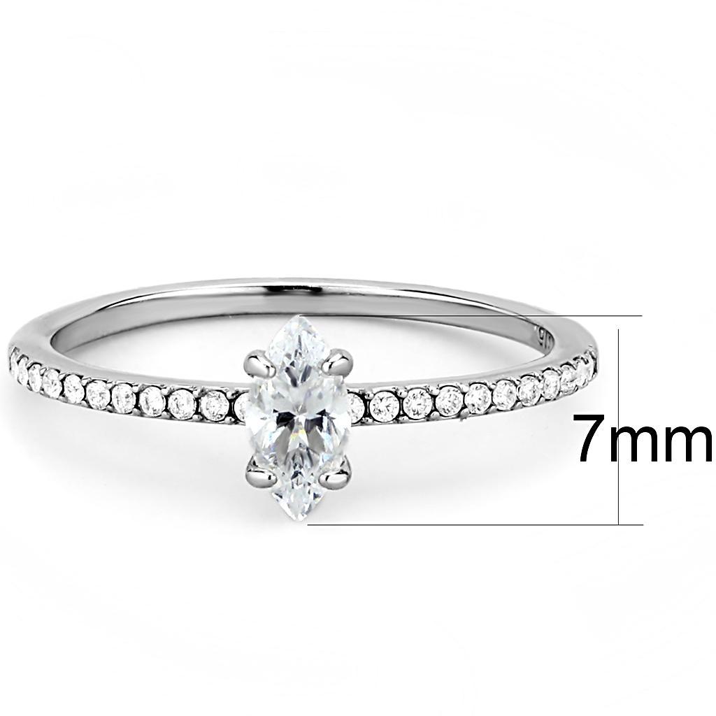 DA031 - High polished (no plating) Stainless Steel Ring with Cubic  in Clear-1