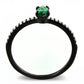 DA033 - IP Black(Ion Plating) Stainless Steel Ring with AAA Grade CZ  in Emerald-2