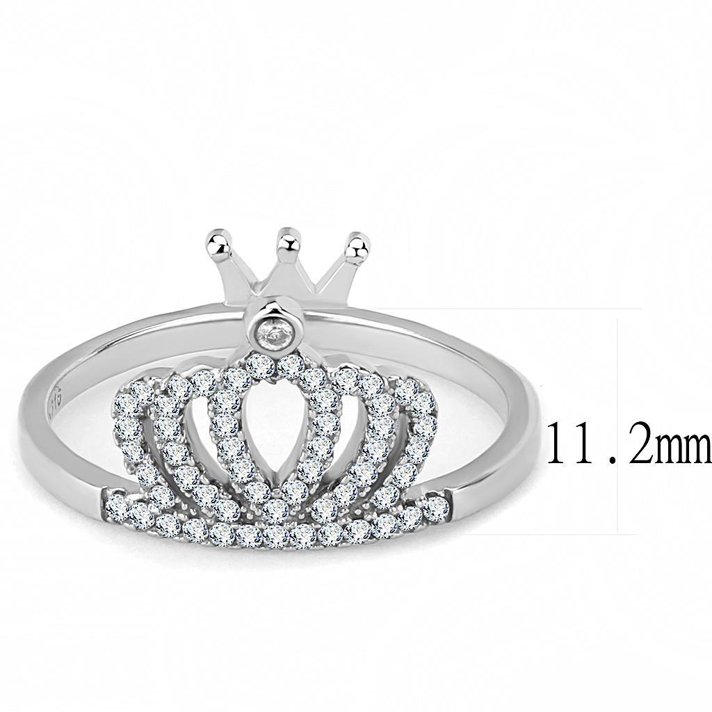 DA040 - High polished (no plating) Stainless Steel Ring with AAA Grade CZ  in Clear-1