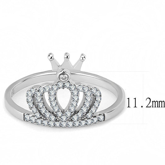DA040 - High polished (no plating) Stainless Steel Ring with AAA Grade CZ  in Clear-1