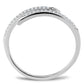 DA044 - High polished (no plating) Stainless Steel Ring with AAA Grade CZ  in Clear-2