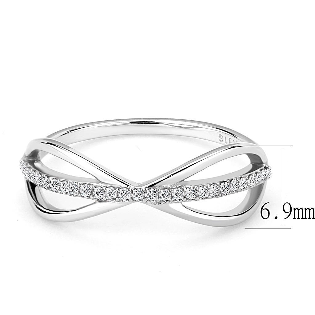 DA046 - High polished (no plating) Stainless Steel Ring with AAA Grade CZ  in Clear-1