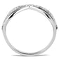 DA046 - High polished (no plating) Stainless Steel Ring with AAA Grade CZ  in Clear-2