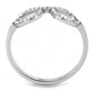 DA055 - High polished (no plating) Stainless Steel Ring with AAA Grade CZ  in Clear-2