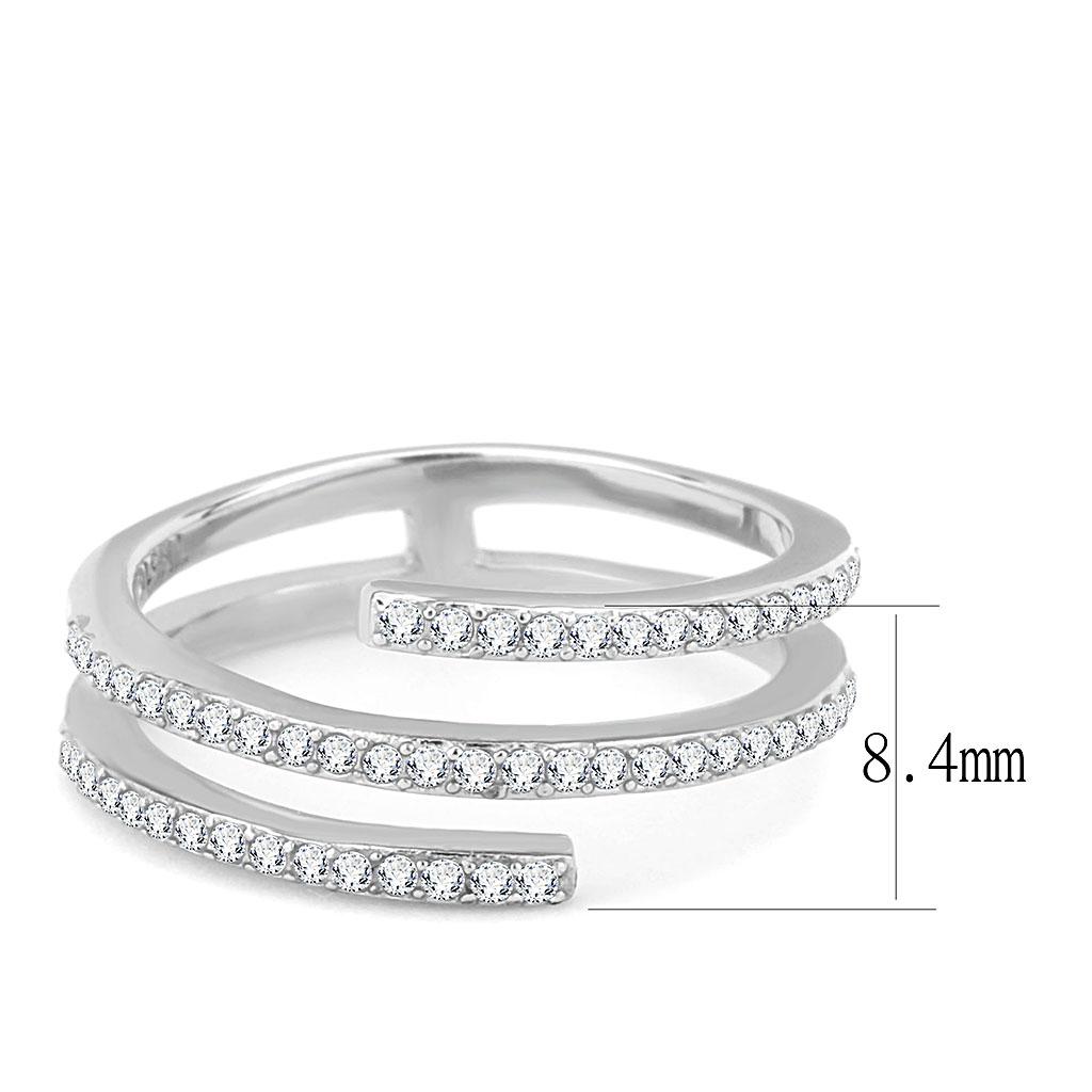DA060 - High polished (no plating) Stainless Steel Ring with AAA Grade CZ  in Clear-1