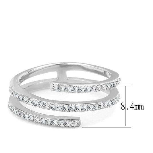 DA060 - High polished (no plating) Stainless Steel Ring with AAA Grade CZ  in Clear-1