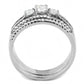 DA062 - High polished (no plating) Stainless Steel Ring with AAA Grade CZ  in Clear-2