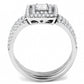 DA064 - High polished (no plating) Stainless Steel Ring with AAA Grade CZ  in Clear-2