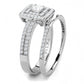 DA064 - High polished (no plating) Stainless Steel Ring with AAA Grade CZ  in Clear-3