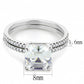 DA065 - High polished (no plating) Stainless Steel Ring with Cubic  in Clear-1