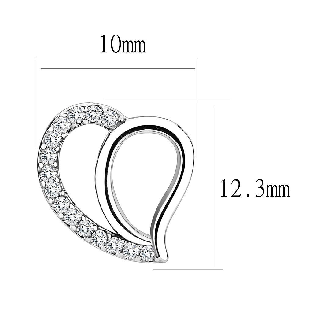 DA076 - High polished (no plating) Stainless Steel Earrings with AAA Grade CZ  in Clear-1