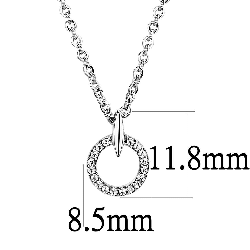 DA091 - High polished (no plating) Stainless Steel Chain Pendant with AAA Grade CZ  in Clear-1