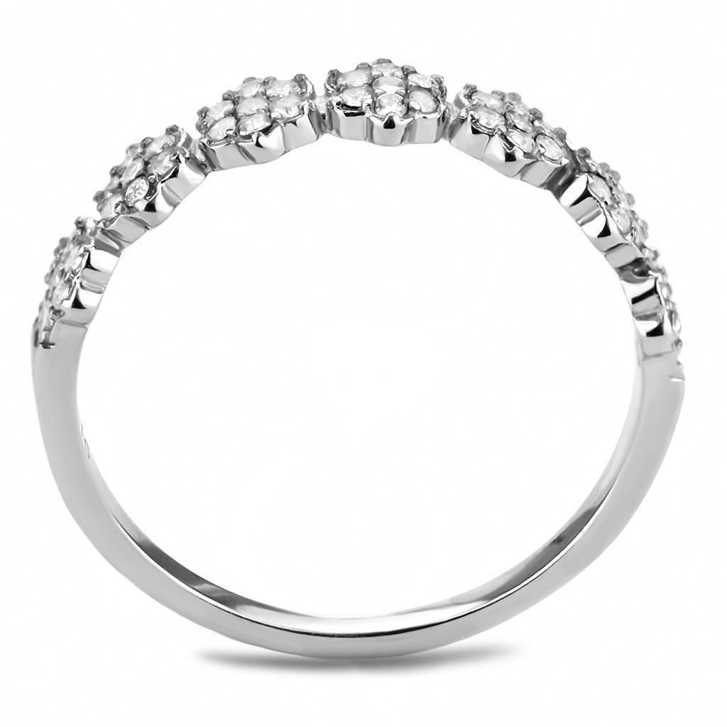 DA102 - High polished (no plating) Stainless Steel Ring with AAA Grade CZ  in Clear-2