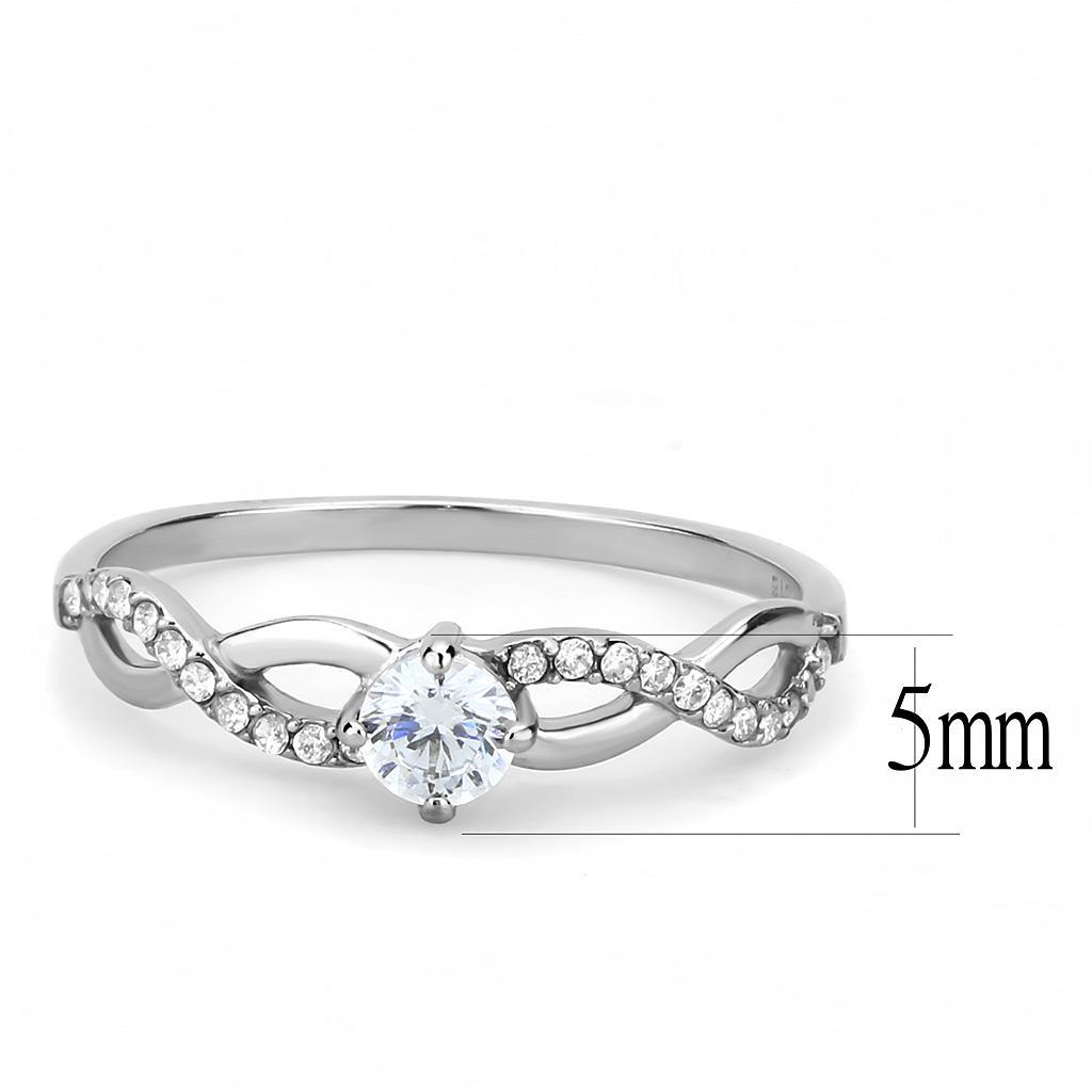 DA104 - High polished (no plating) Stainless Steel Ring with AAA Grade CZ  in Clear-1