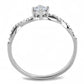 DA104 - High polished (no plating) Stainless Steel Ring with AAA Grade CZ  in Clear-2