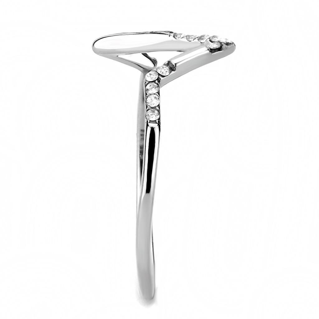 DA107 - High polished (no plating) Stainless Steel Ring with AAA Grade CZ  in Clear-3