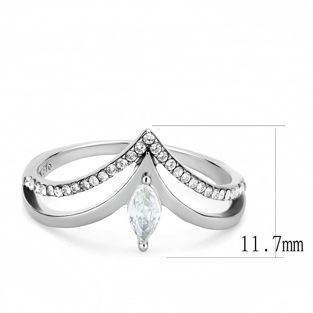 DA109 - High polished (no plating) Stainless Steel Ring with AAA Grade CZ  in Clear-1