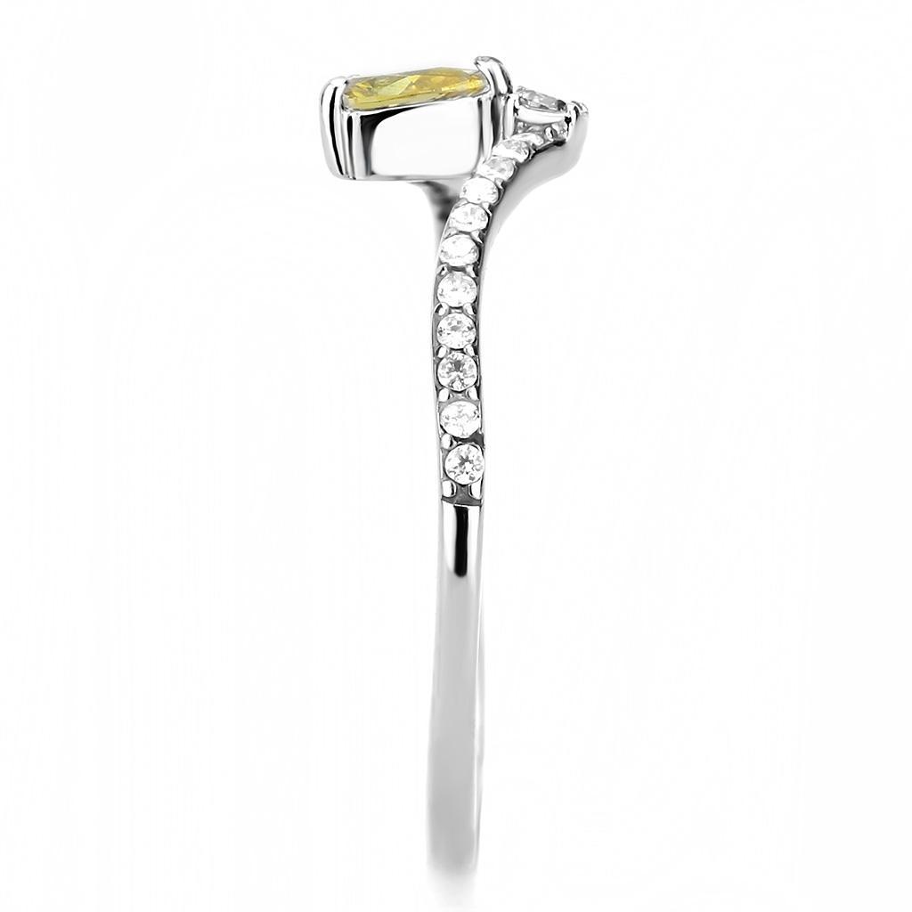 DA115 - High polished (no plating) Stainless Steel Ring with AAA Grade CZ  in Topaz-3