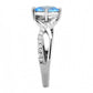 DA117 - High polished (no plating) Stainless Steel Ring with AAA Grade CZ  in Sea Blue-3