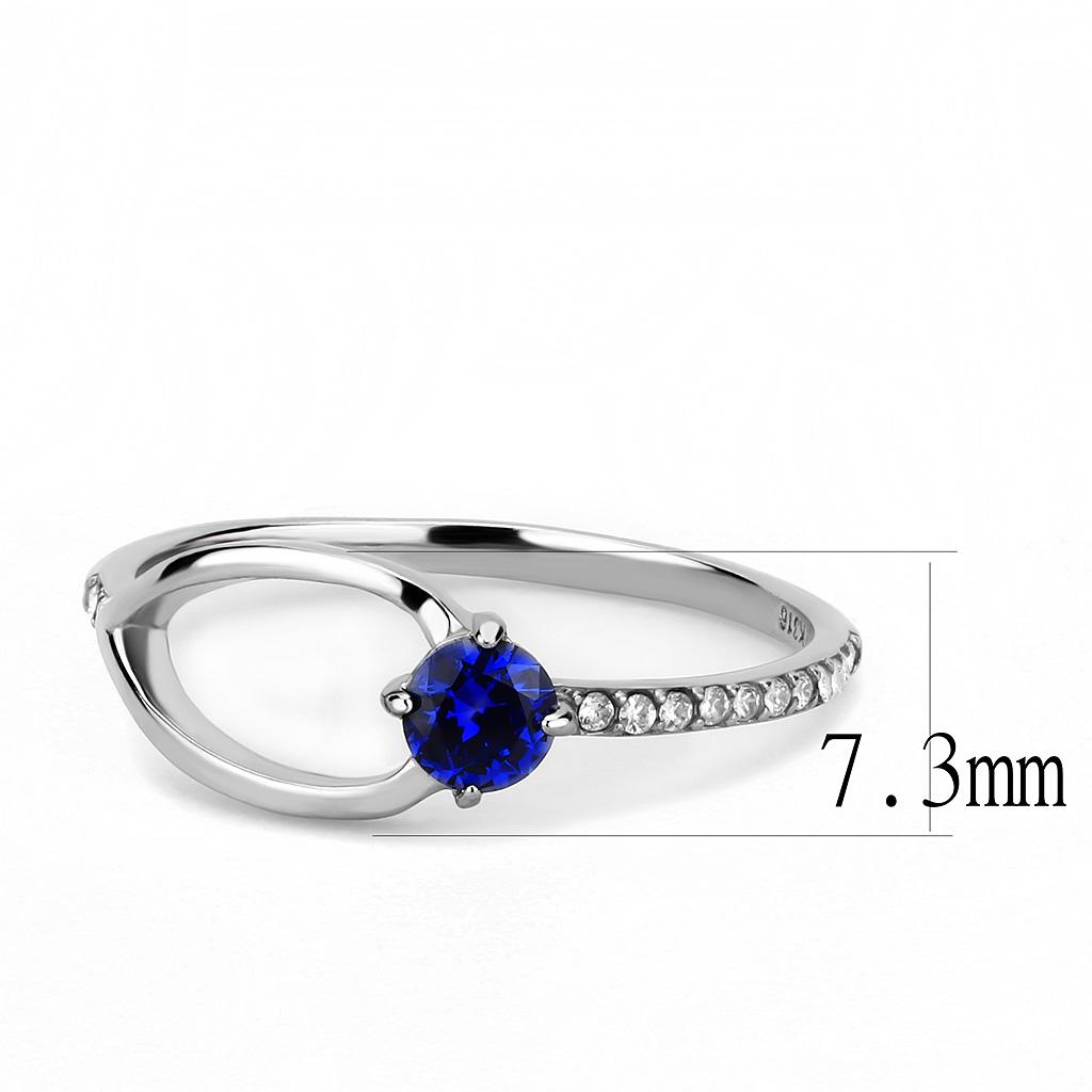 DA121 - High polished (no plating) Stainless Steel Ring with AAA Grade CZ  in London Blue-1