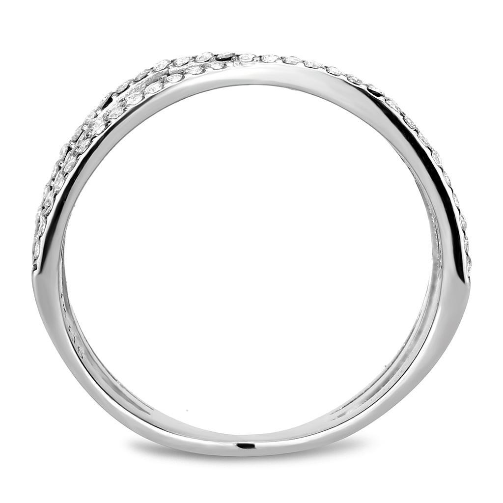 DA124 - High polished (no plating) Stainless Steel Ring with AAA Grade CZ  in Clear-2
