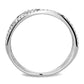 DA124 - High polished (no plating) Stainless Steel Ring with AAA Grade CZ  in Clear-2