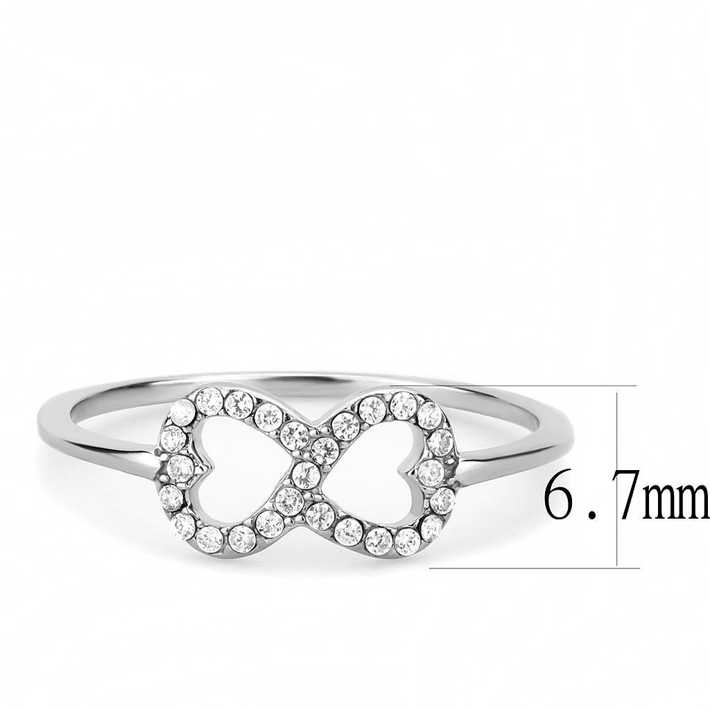 DA125 - High polished (no plating) Stainless Steel Ring with AAA Grade CZ  in Clear-1
