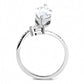 DA129 - High polished (no plating) Stainless Steel Ring with AAA Grade CZ  in Clear-1