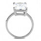 DA131 - High polished (no plating) Stainless Steel Ring with AAA Grade CZ  in Clear-2