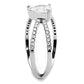DA135 - High polished (no plating) Stainless Steel Ring with AAA Grade CZ  in Clear-3