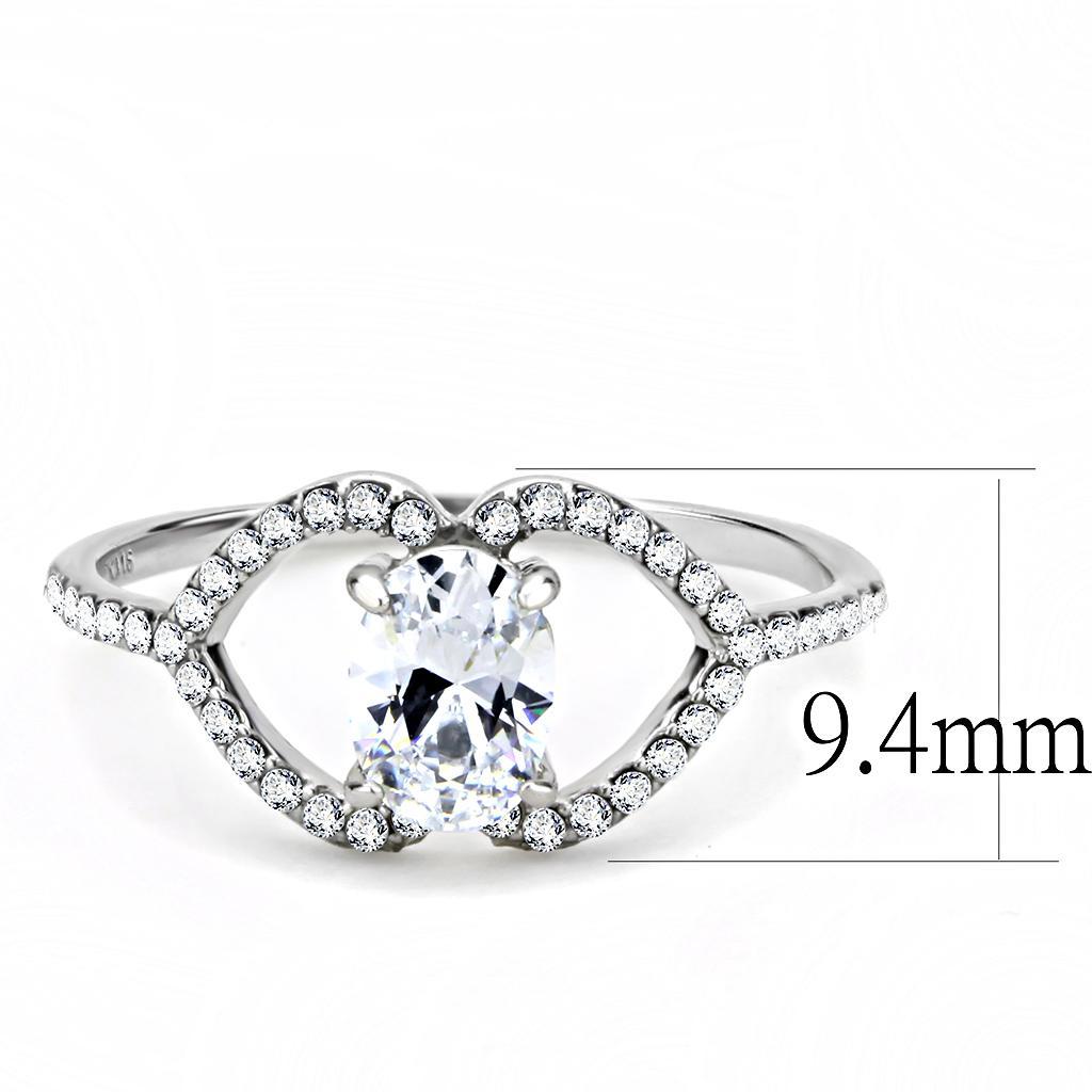 DA137 - High polished (no plating) Stainless Steel Ring with AAA Grade CZ  in Clear-1
