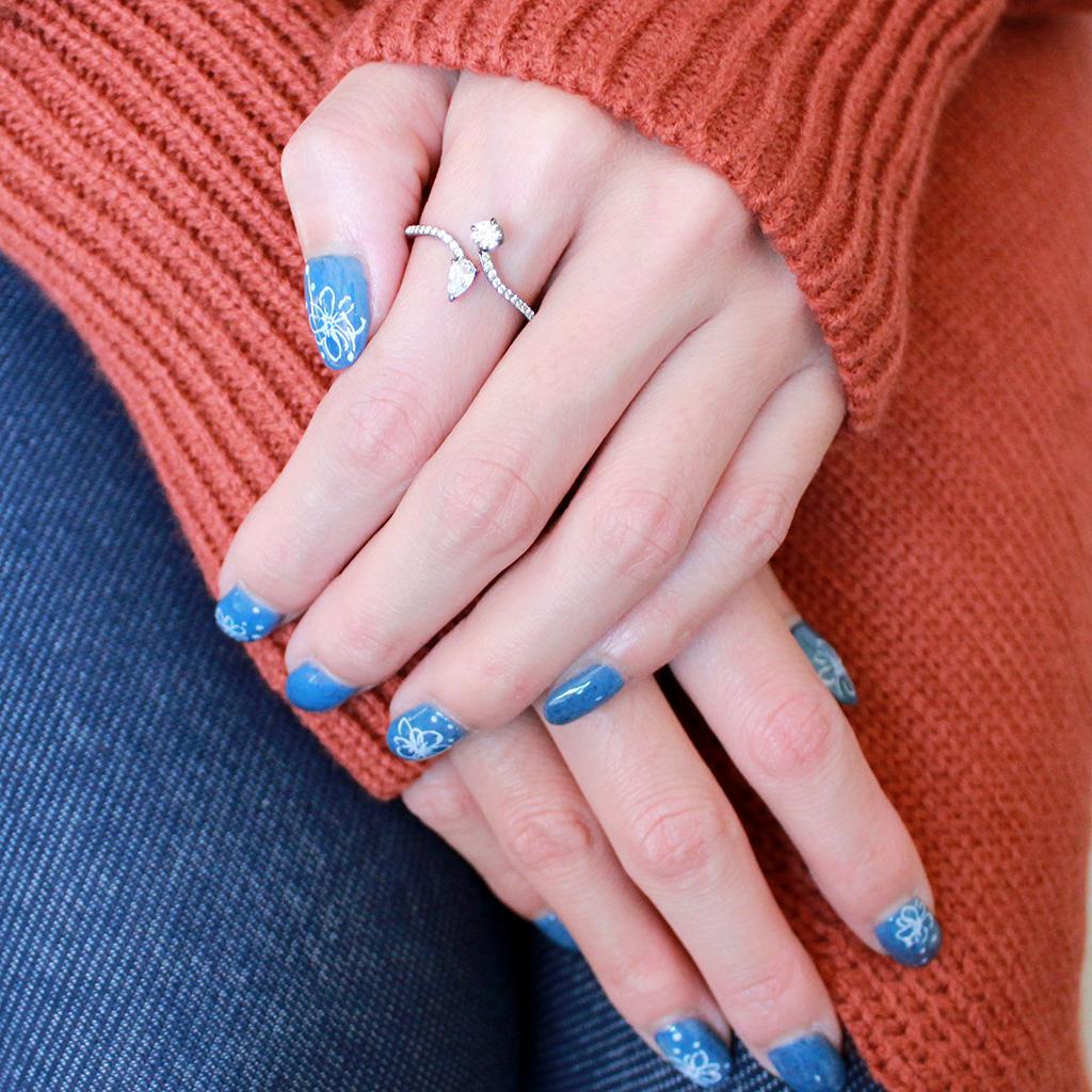 DA138 - High polished (no plating) Stainless Steel Ring with AAA Grade CZ  in Clear-4