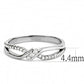 DA156 - High polished (no plating) Stainless Steel Ring with AAA Grade CZ  in Clear-1