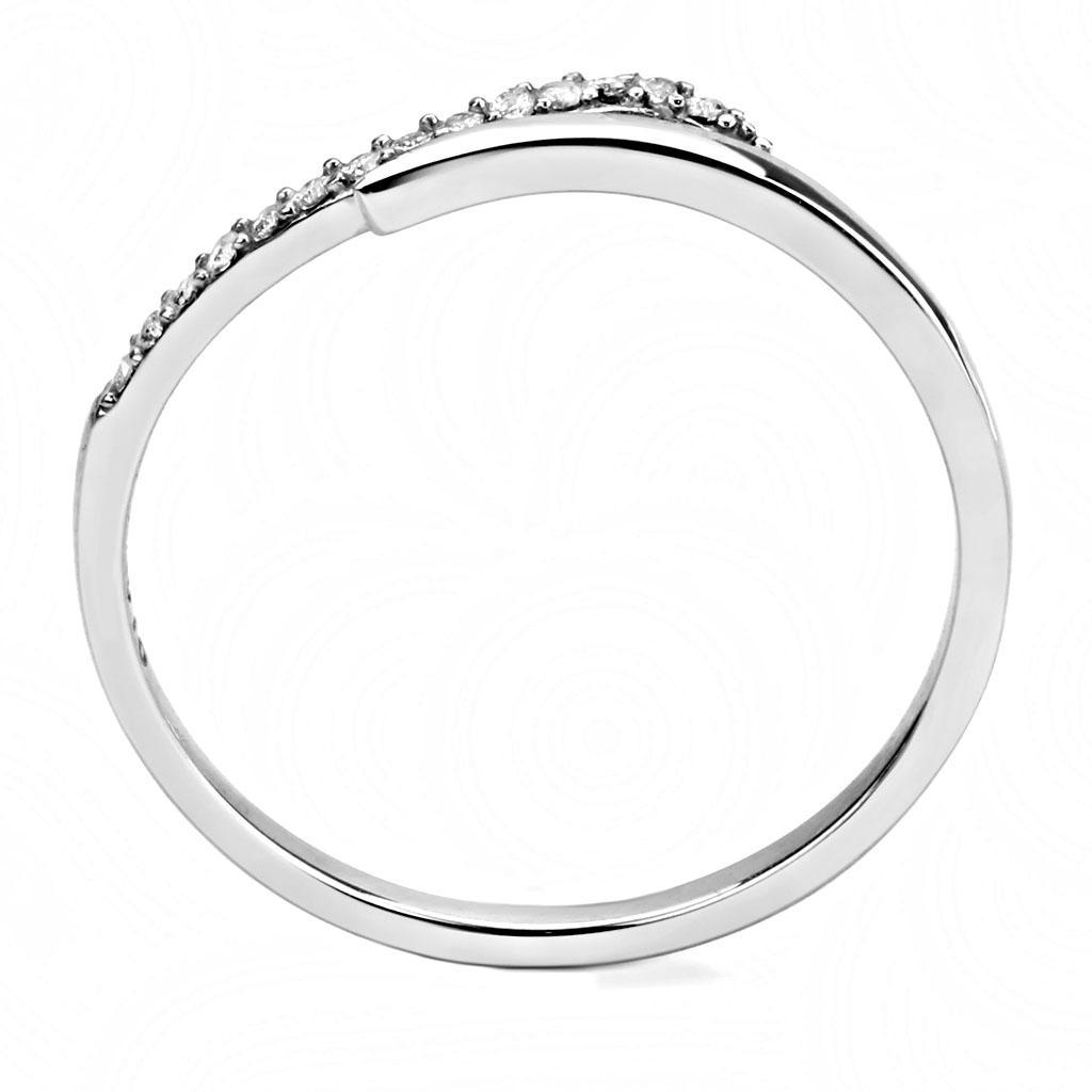 DA159 - High polished (no plating) Stainless Steel Ring with AAA Grade CZ  in Clear-2