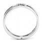 DA160 - High polished (no plating) Stainless Steel Ring with AAA Grade CZ  in Clear-2